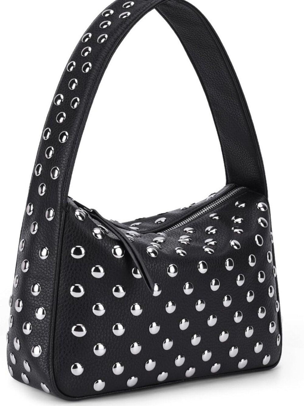 Chic Black Studded Shoulder Bag | Y2K Soft Leather Handbag for Women | Fall